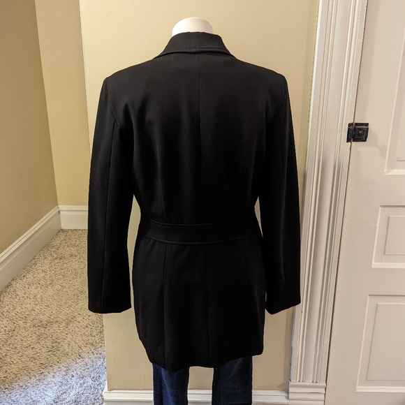 Y2K Cache black one button long line blazer with built in shoulder pads size 12 - Picture 3 of 7